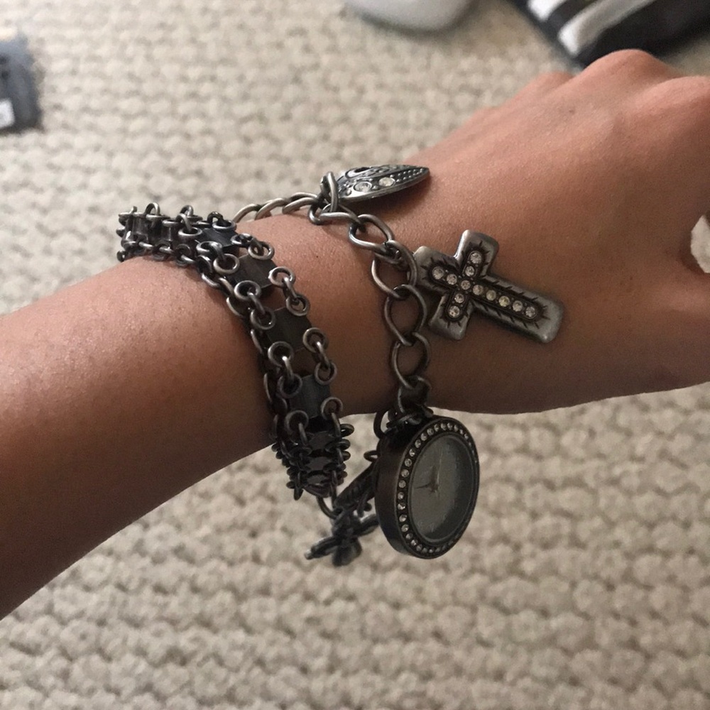 Chain Charm bracelet with clock